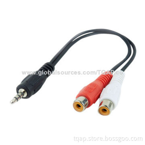 Stereo audio cable with 3.5mm stereo plug to 2x RCA (CINCH) sockets